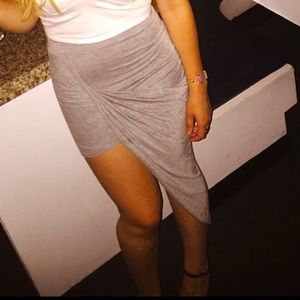 Gray twist front skirt